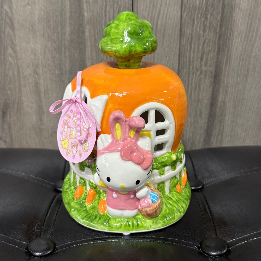 Blue Sky Clayworks Hello Kitty Easter Spring Carrot Ceramic Candle House